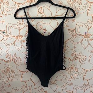 Black open side bodysuit